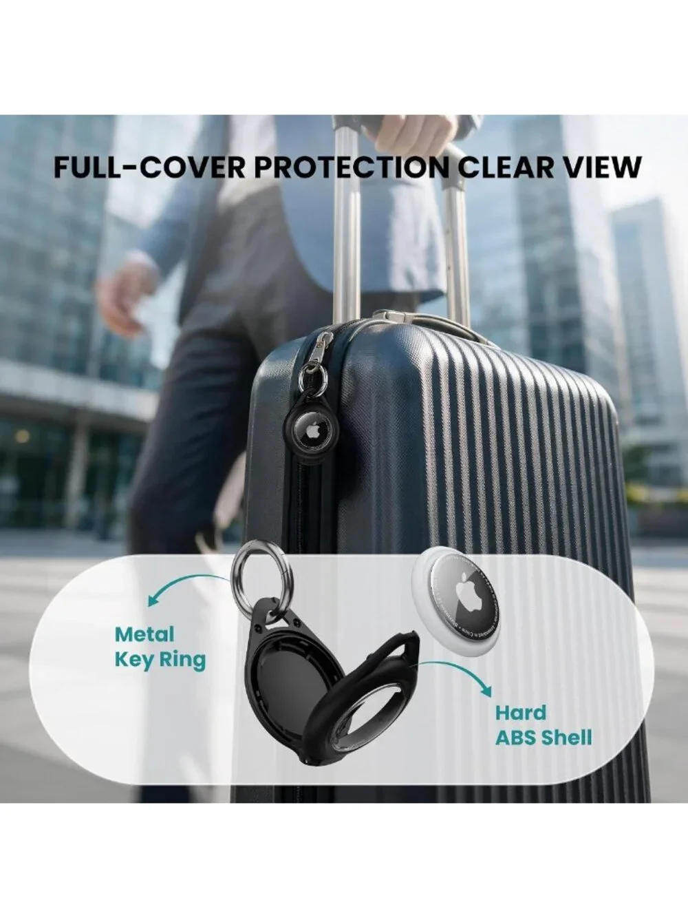 Waterproof Keychain Holder for AirTag - 4 Pack, Durable Black Keyring